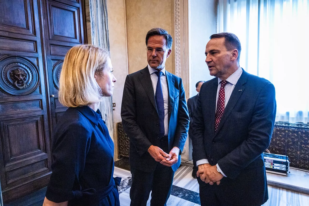 Kaja Kallas (EU High Representative), NATO Secretary General Mark Rutte and Radosław Sikorski (Minister of Foreign Affairs, Poland) ahead of the Weimar Plus meeting in Foreign Ministers’ format
