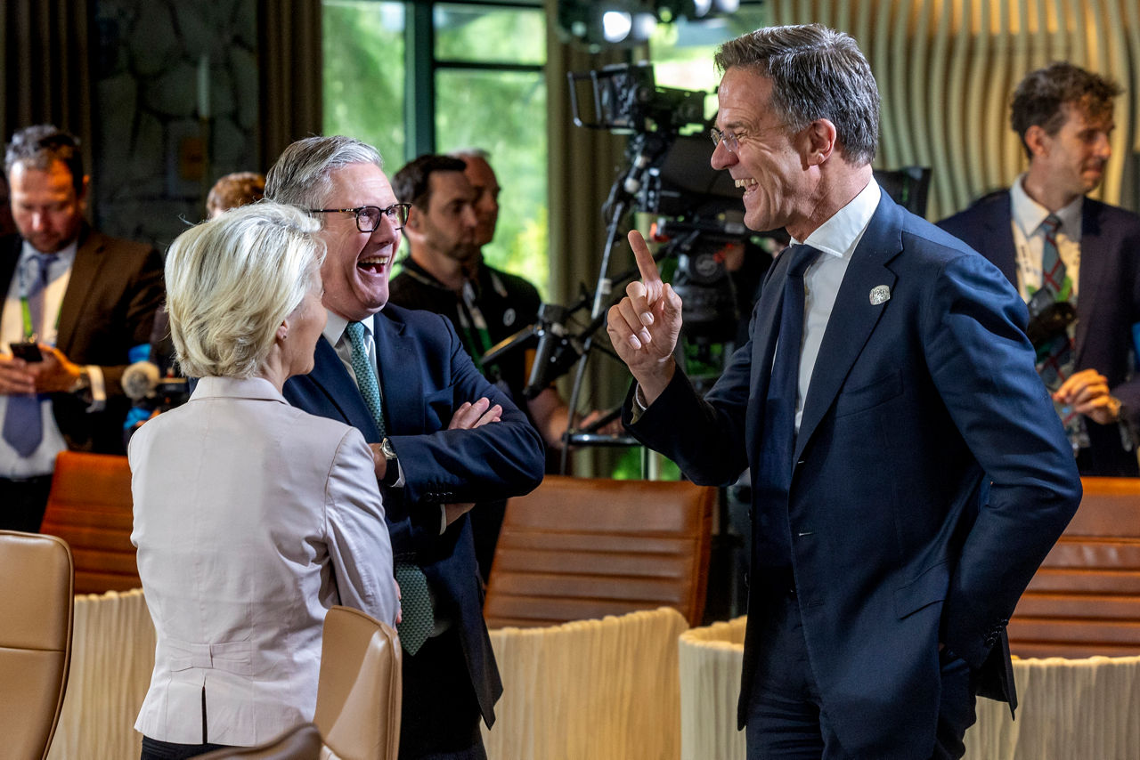 NATO Secretary General Mark Rutte with Ursula von der Leyen (President of the European Commission) and Keir Starmer (Prime Minister of the United Kingdom)