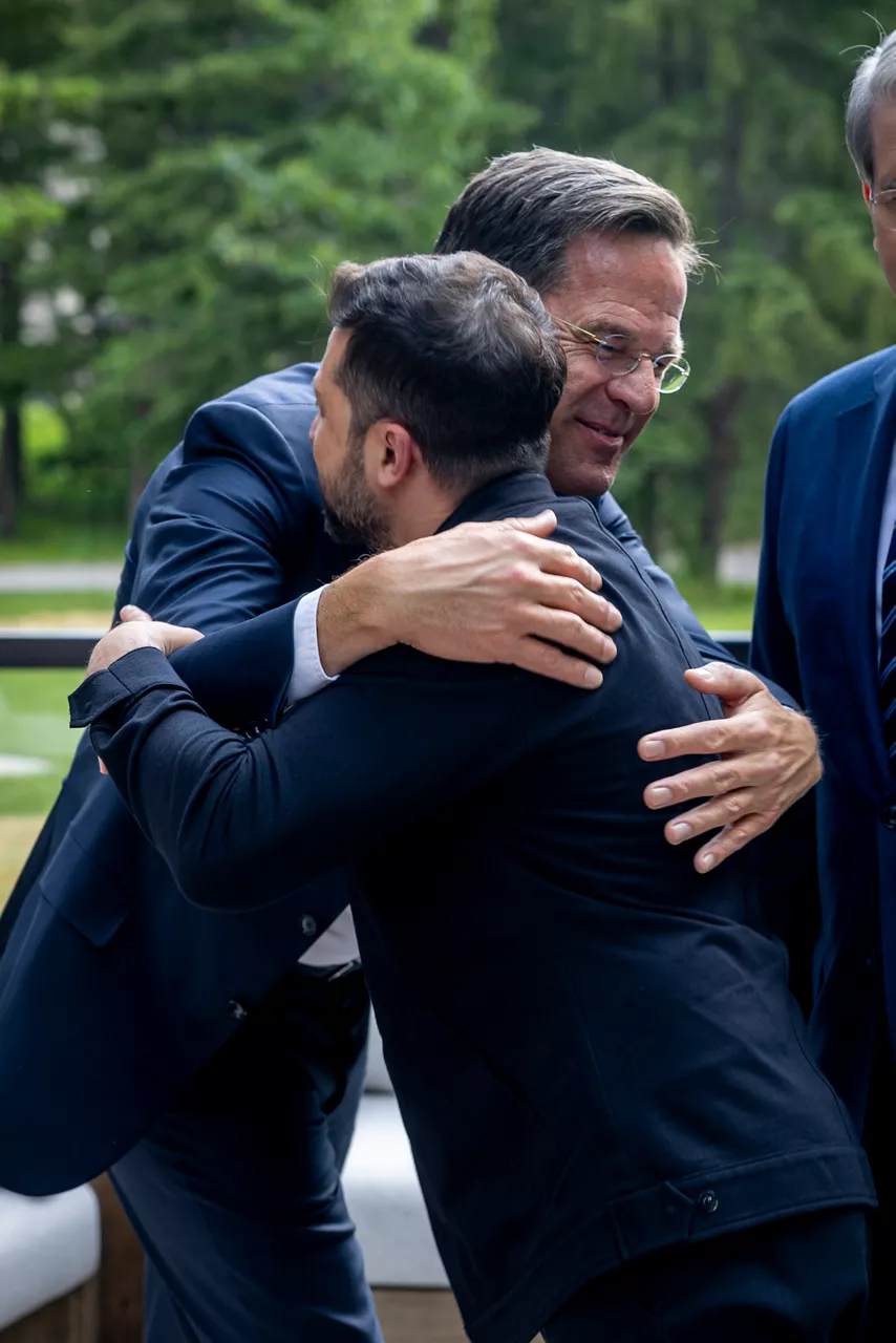 NATO Secretary General Mark Rutte greets Volodymyr Zelenskyy (President of Ukraine)