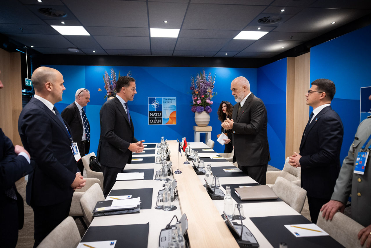 NATO Secretary General Mark Rutte meets with Edi Rama (Prime Minister, Albania)