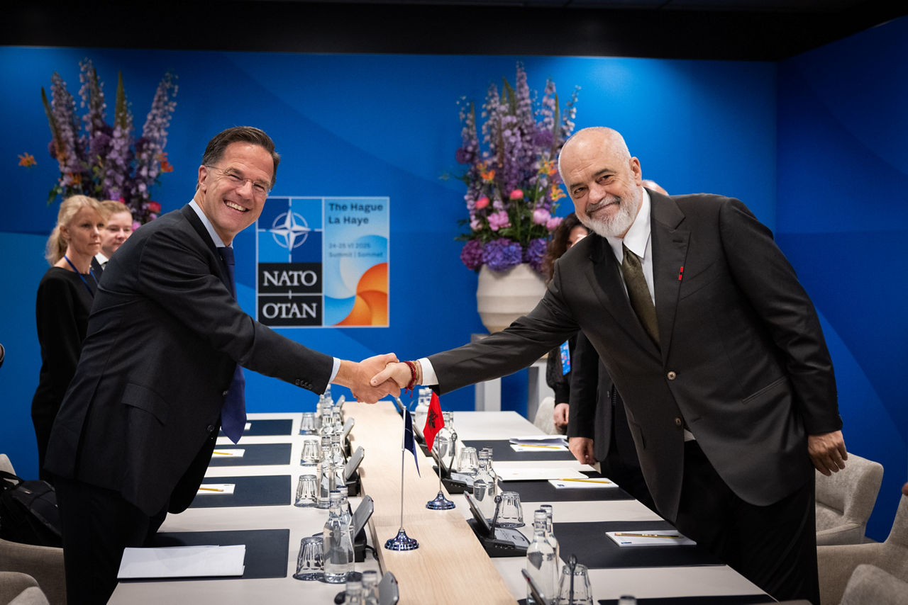 NATO Secretary General Mark Rutte meets with Edi Rama (Prime Minister, Albania)