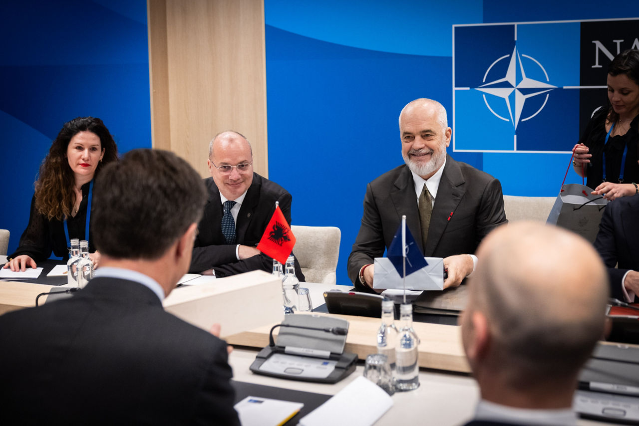 NATO Secretary General Mark Rutte meets with Edi Rama (Prime Minister, Albania)
