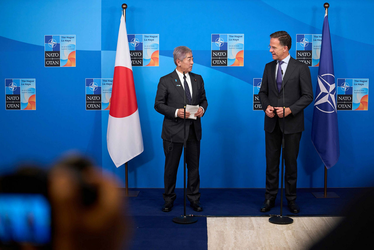 NATO Secretary General Mark Rutte meets with Takeshi Iwaya, Foreign Minister of Japan
