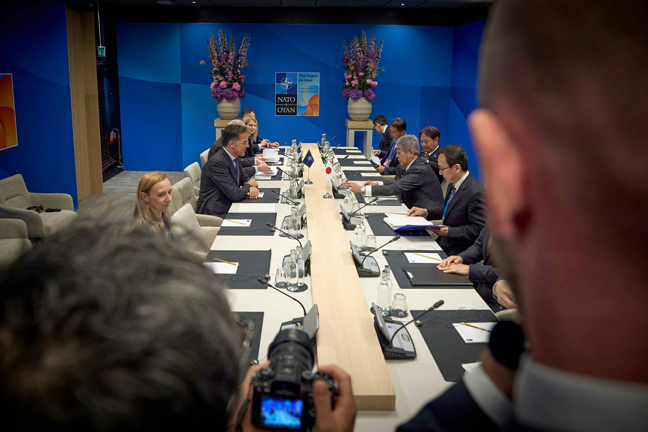 NATO Secretary General Mark Rutte meets with Takeshi Iwaya, Foreign Minister of Japan