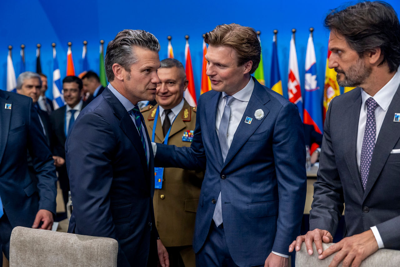 Pete Hegseth (Secretary of Defense, United States), Ruben Brekelmans (Minister of Defence, Netherlands) and Robert Kaliňák (Minister of Defence, Slovak Republic)
