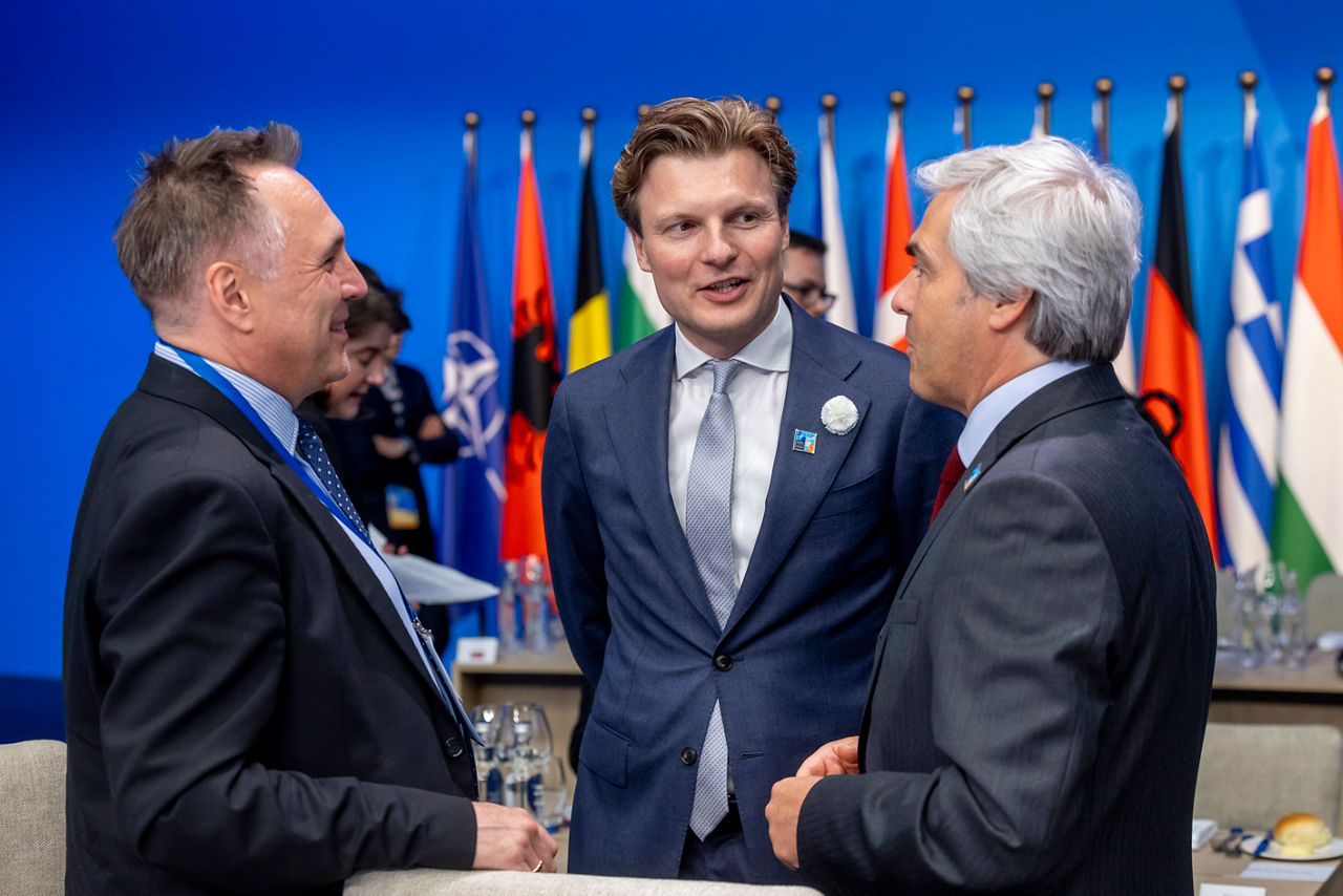 Tore O. Sandvik (Minister of Defence, Norway), Ruben Brekelmans (Minister of Defence, Netherlands) and Nuno Melo (Minister of Defence, Portugal)