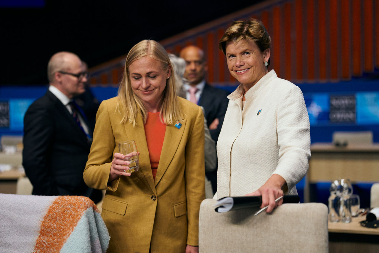Elina Valtonen (Minister of Foreign Affairs, Finland) and Baiba Braže (Minister of Foreign Affairs, Latvia)