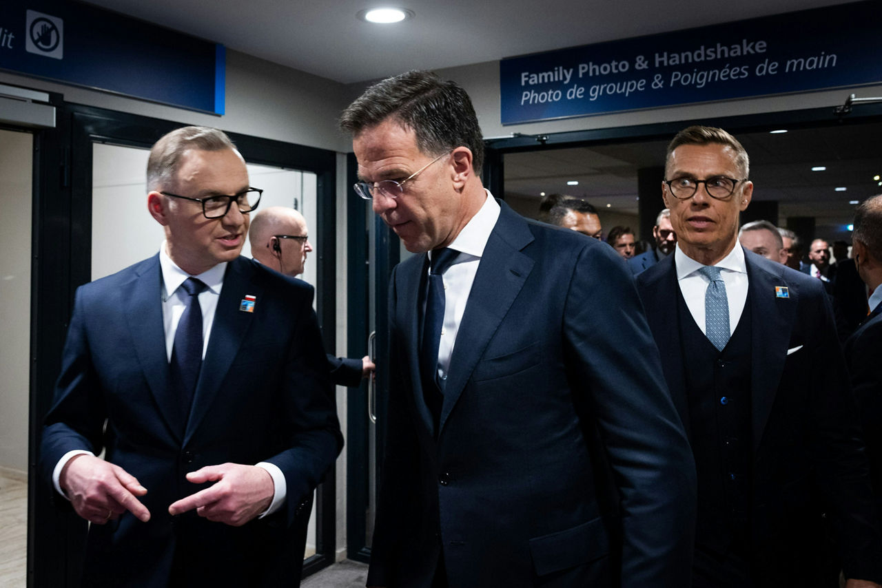 Andrzej Duda (President, Poland) and NATO Secretary General Mark Rutte, Alexander Stubb (President, Finland)