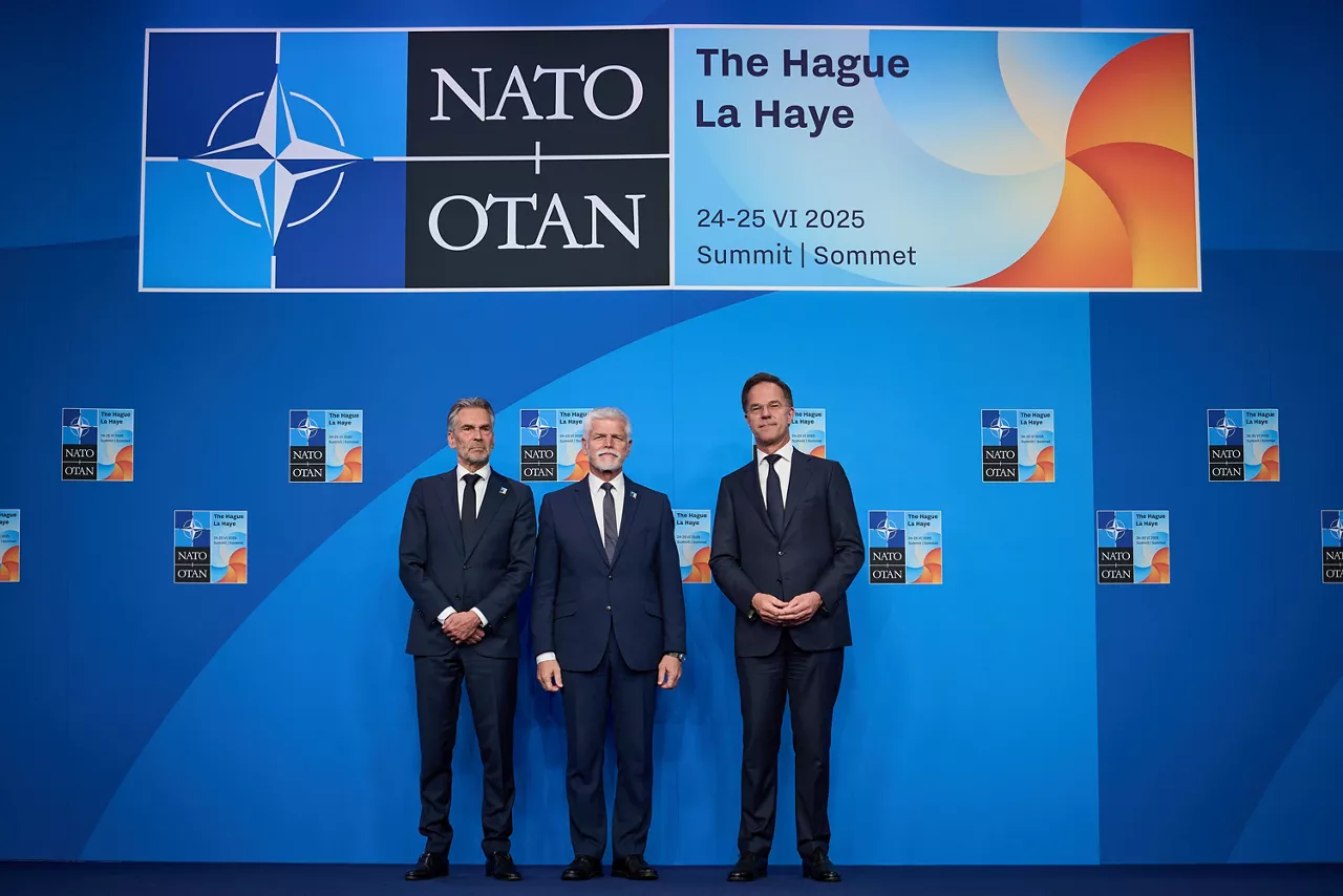 NATO Secretary General Mark Rutte and  Dick Schoof (Prime Minister, the Netherlands) welcome Petr Pavel (President, Czechia)