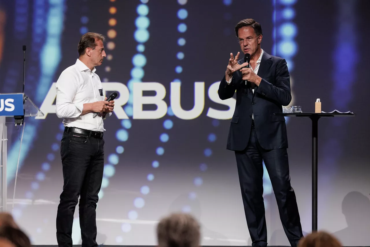 NATO Secretary General Mark Rutte and Airbus CEO Guillaume Faury at the Airbus Top Executive Forum