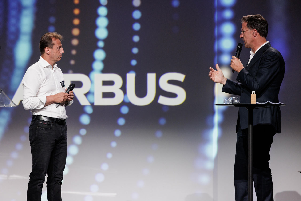 NATO Secretary General Mark Rutte and Airbus CEO Guillaume Faury at the Airbus Top Executive Forum