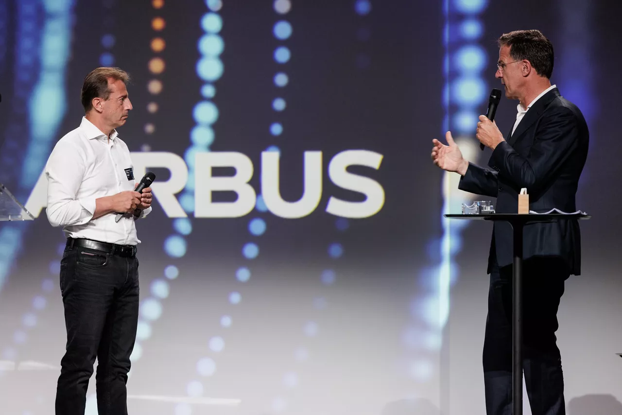 NATO Secretary General Mark Rutte and Airbus CEO Guillaume Faury at the Airbus Top Executive Forum