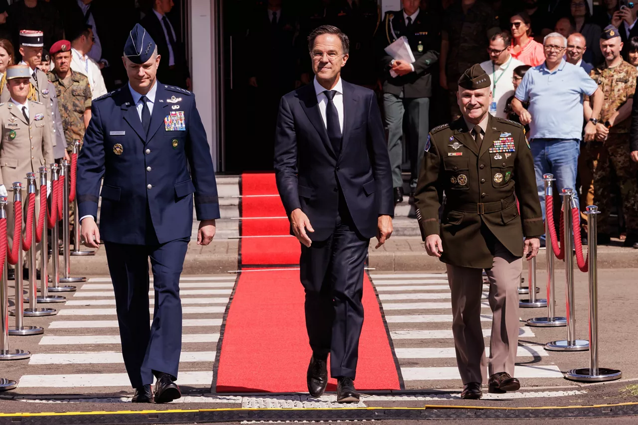 NATO Secretary General Mark Rutte with General Alexus G. Grynkewich and General Christopher G. Cavoli