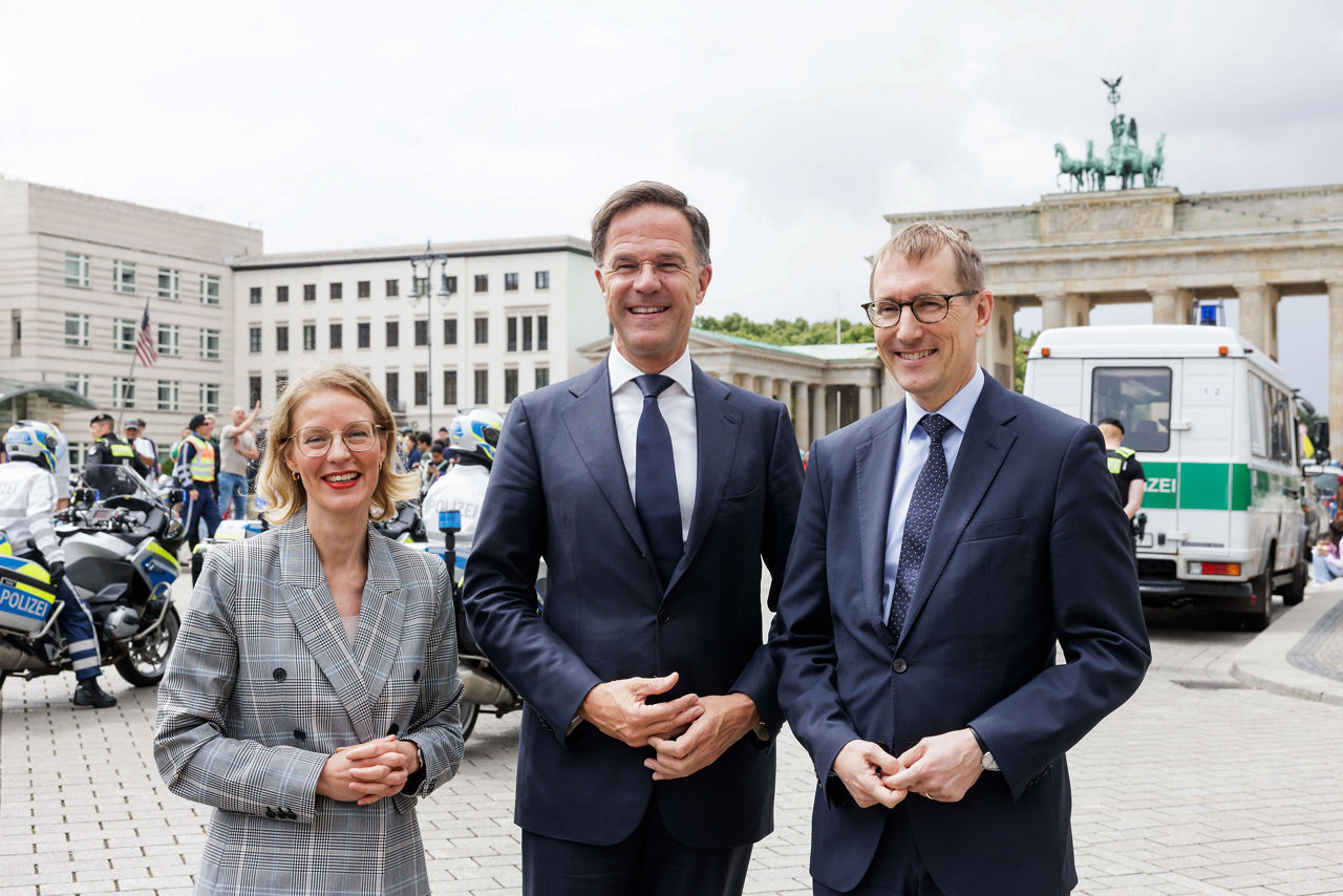NATO Secretary General Mark Rutte at the Körber-Stiftung office in Berlin - Welcome by Dr. Thomas Paulsen, Chairman of the Körber-Stiftungand and Nora Müller, Executive Director for International Affairs