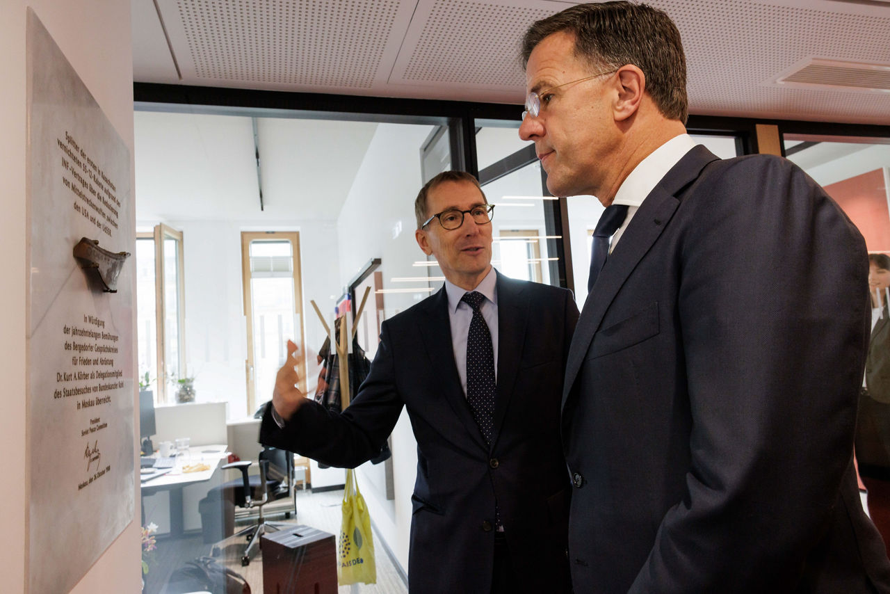 NATO Secretary General Mark Rutte and Dr. Thomas Paulsen, Chairman of the Körber-Stiftung at the Körber-Stiftung office in Berlin