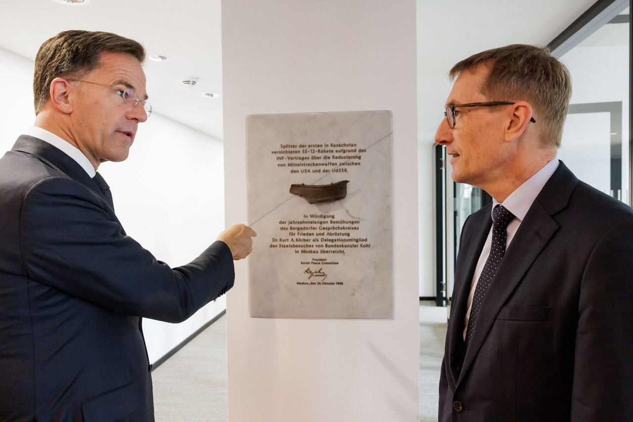 NATO Secretary General Mark Rutte and Dr. Thomas Paulsen, Chairman of the Körber-Stiftung at the Körber-Stiftung office in Berlin