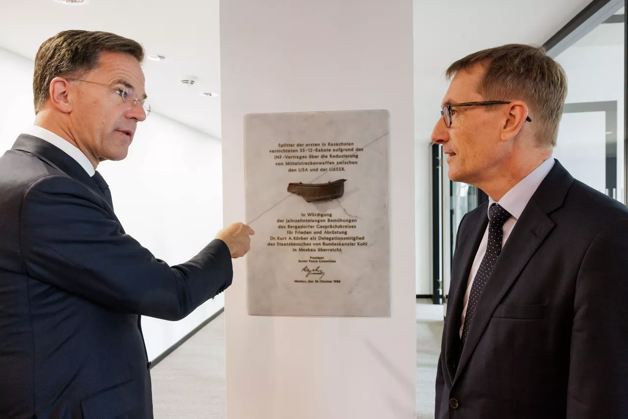 NATO Secretary General Mark Rutte and Dr. Thomas Paulsen, Chairman of the Körber-Stiftung at the Körber-Stiftung office in Berlin
