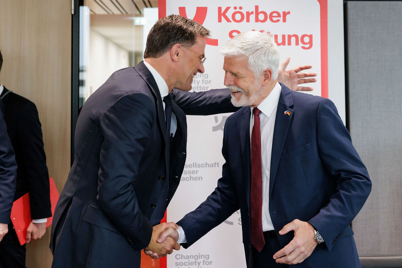 NATO Secretary General Mark Rutte and Petr Pavel, President of Czechia, at the Körber-Stiftung office in Berlin