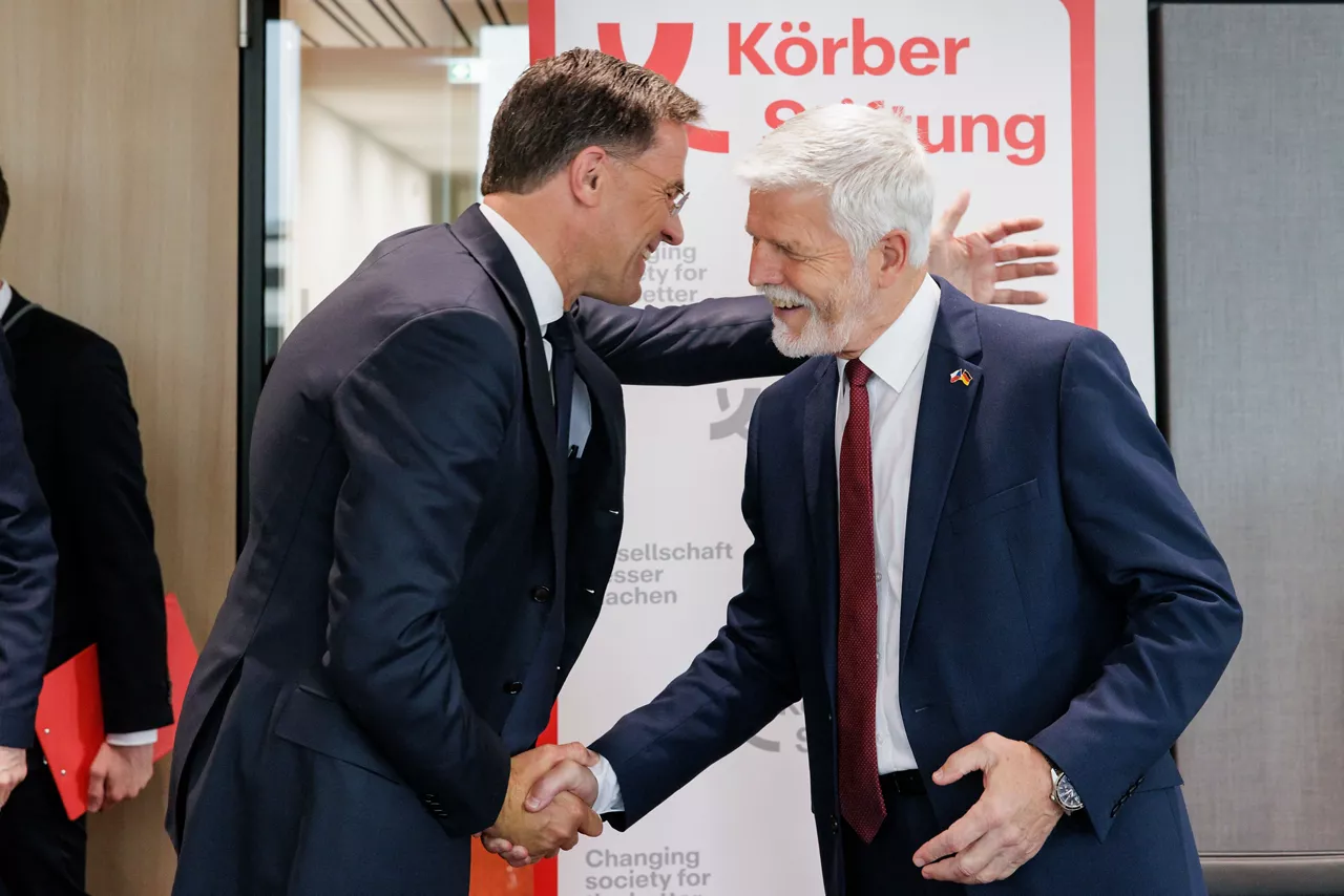 NATO Secretary General Mark Rutte and Petr Pavel, President of Czechia, at the Körber-Stiftung office in Berlin