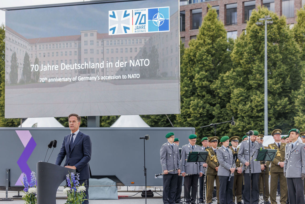 Ceremony of the 70th anniversary of the accession of the Federal Republic of Germany to NATO - NATO Secretary General Mark Rutte
