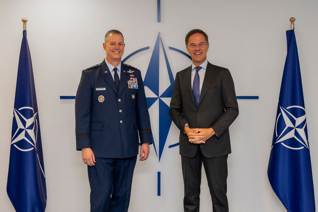 NATO Secretary General Mark Rutte meets with the new Supreme Allied Commander Europe, General Alexus G. Grynkewich