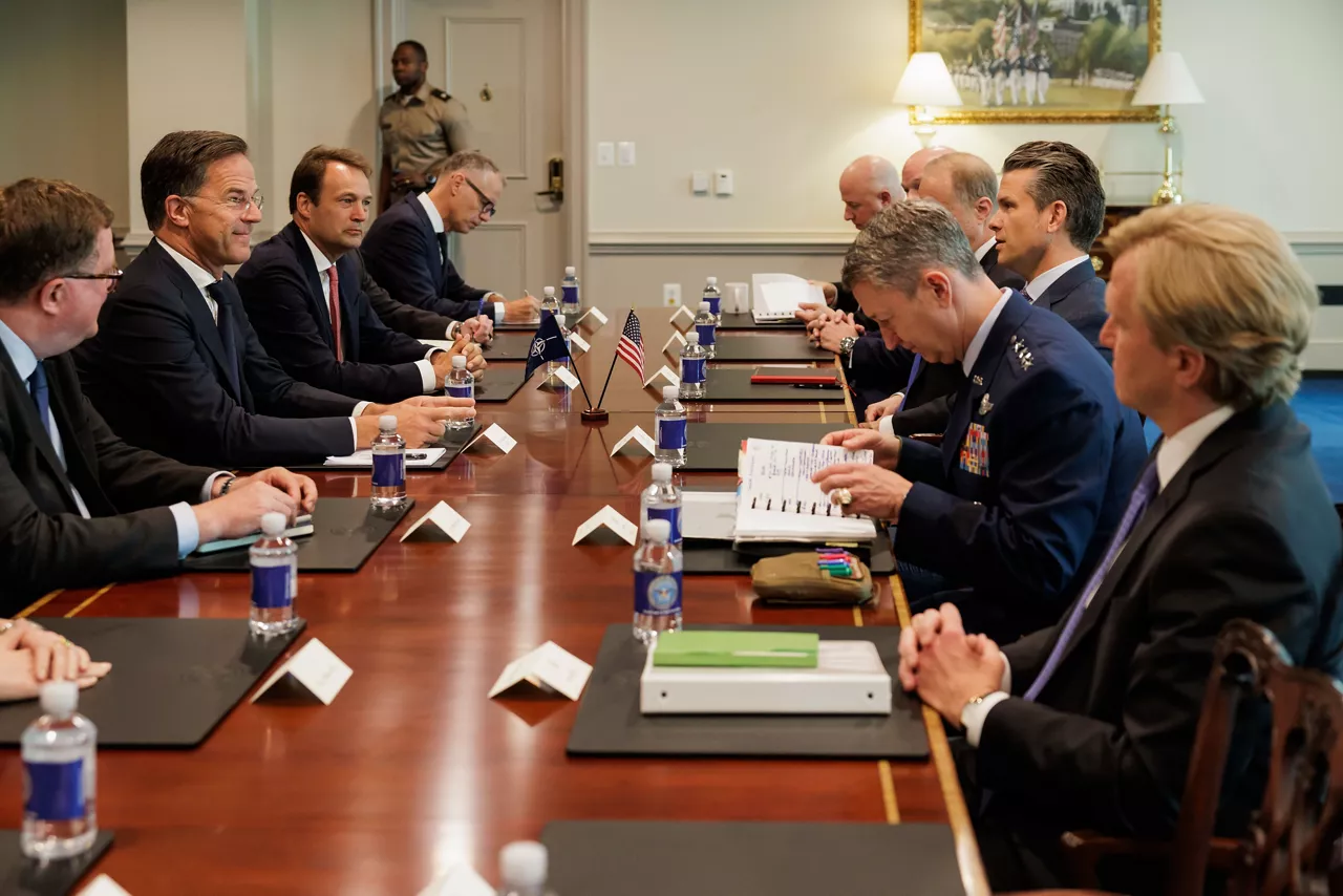 NATO Secretary General Mark Rutte meets with Pete Hegseth, US Secretary of Defense