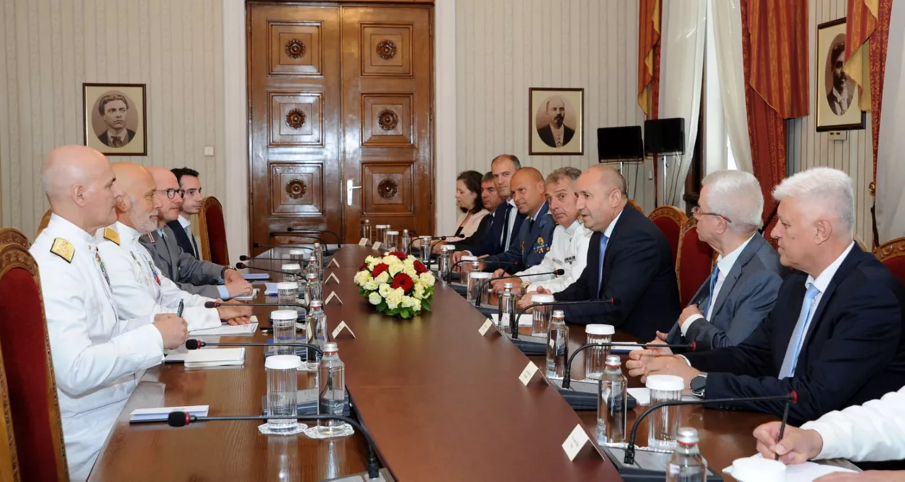 Office call between the Chair of the NATO Military Committee, Admiral Giuseppe Cavo Dragone, and the President of Bulgaria, Rumen Radev, Sofia, 16 July 2025.