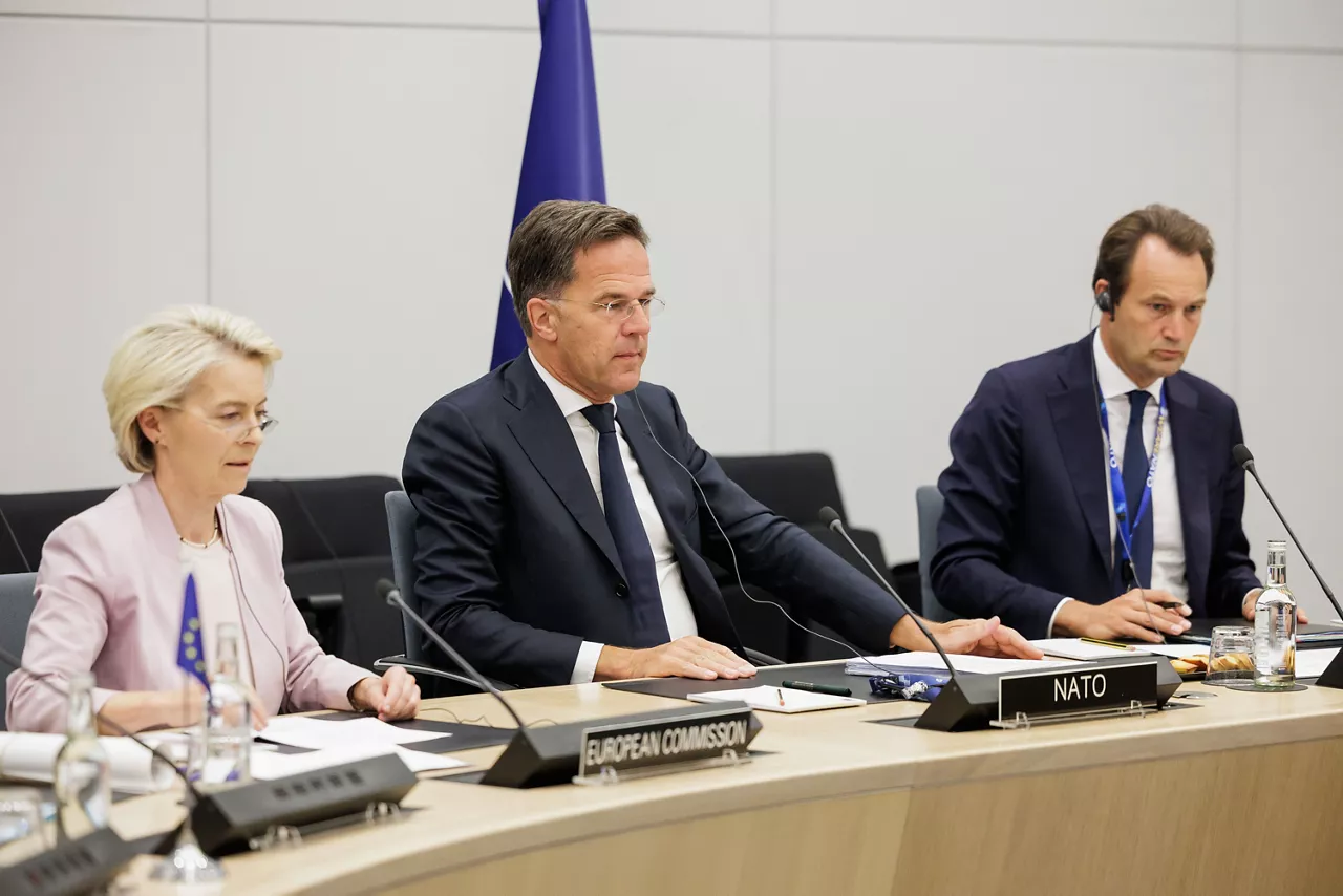 NATO Secretary General Mark Rutte and Ursula von der Leyen, President of the European Commission, participate in the virtual meetings of European leaders, the US and Ukraine, hosted by Friedrich Merz, Federal Chancellor of Germany, to discuss Ukraine