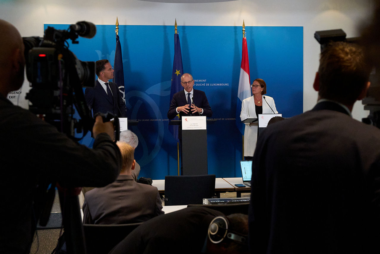 Joint press conference with NATO Secretary General Mark Rutte,  the Prime Minister, Luc Frieden and the Minister of Defence, Yuriko Backes