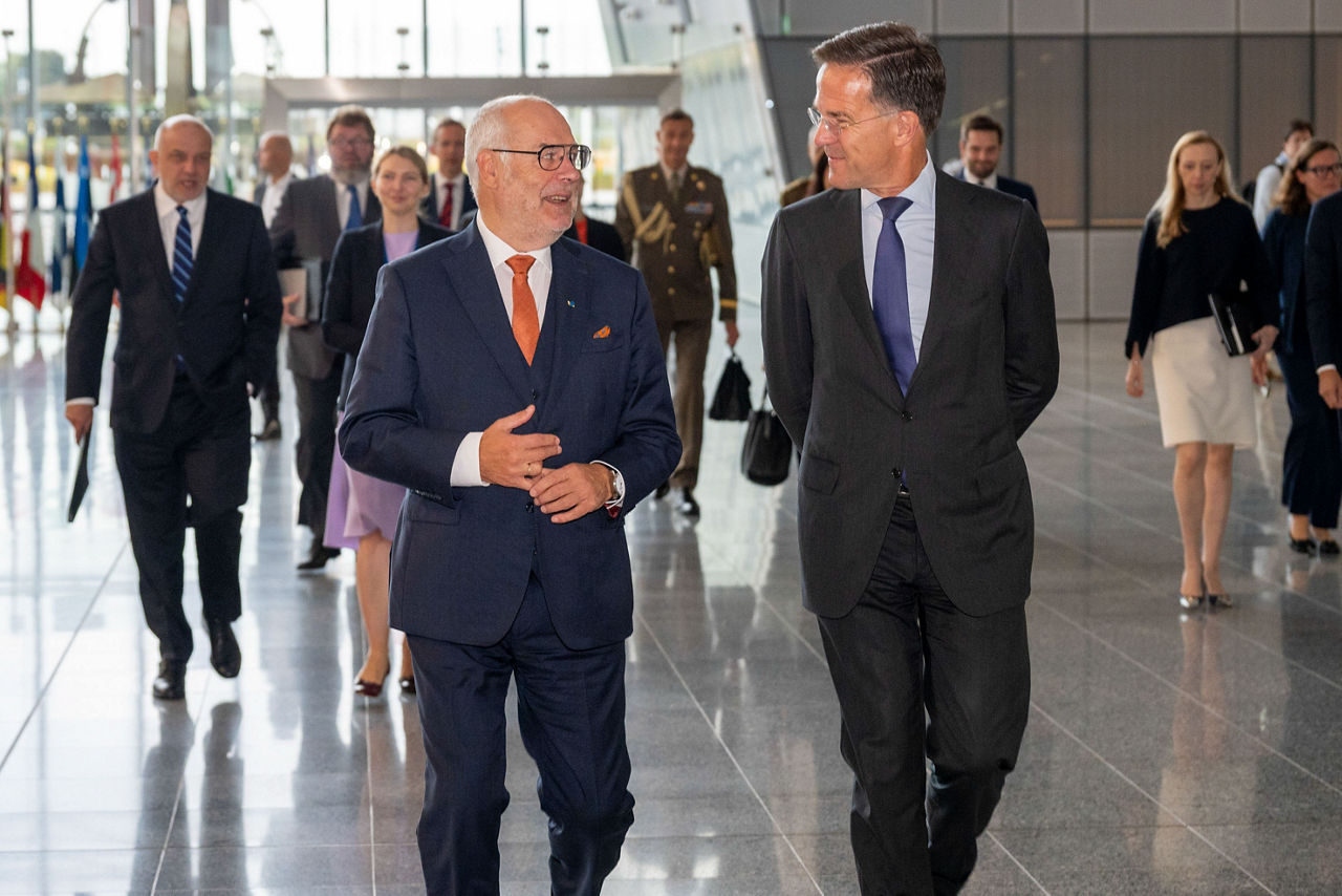 NATO Secretary General Mark Rutte meets with Alar Karis, President of Estonia at NATO Headquarters in Brussels, Belgium