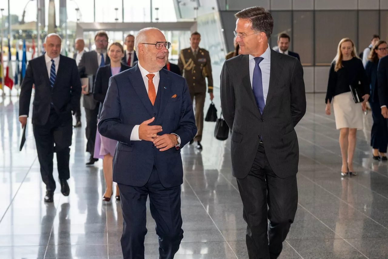 NATO Secretary General Mark Rutte meets with Alar Karis, President of Estonia at NATO Headquarters in Brussels, Belgium