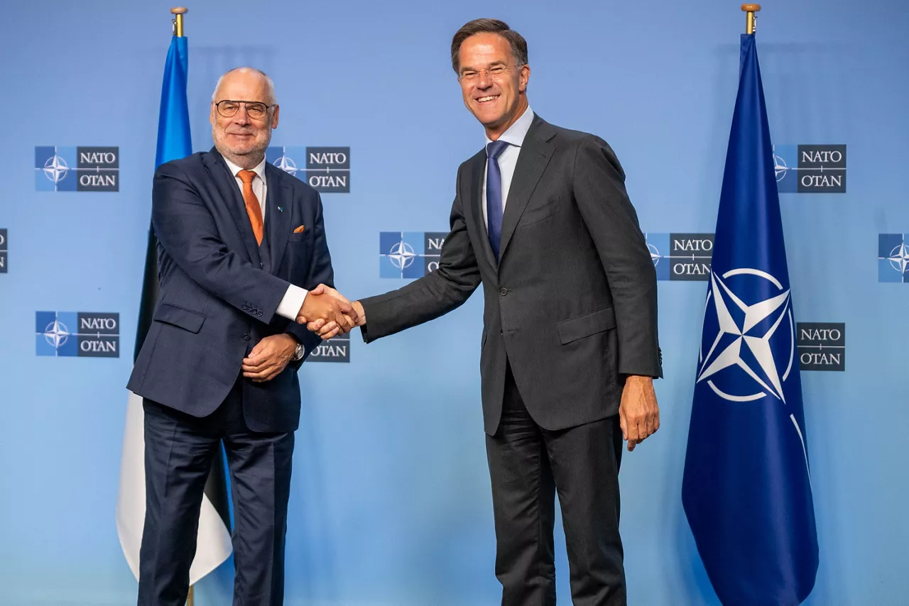 NATO Secretary General Mark Rutte meets with Alar Karis, President of Estonia at NATO Headquarters in Brussels, Belgium