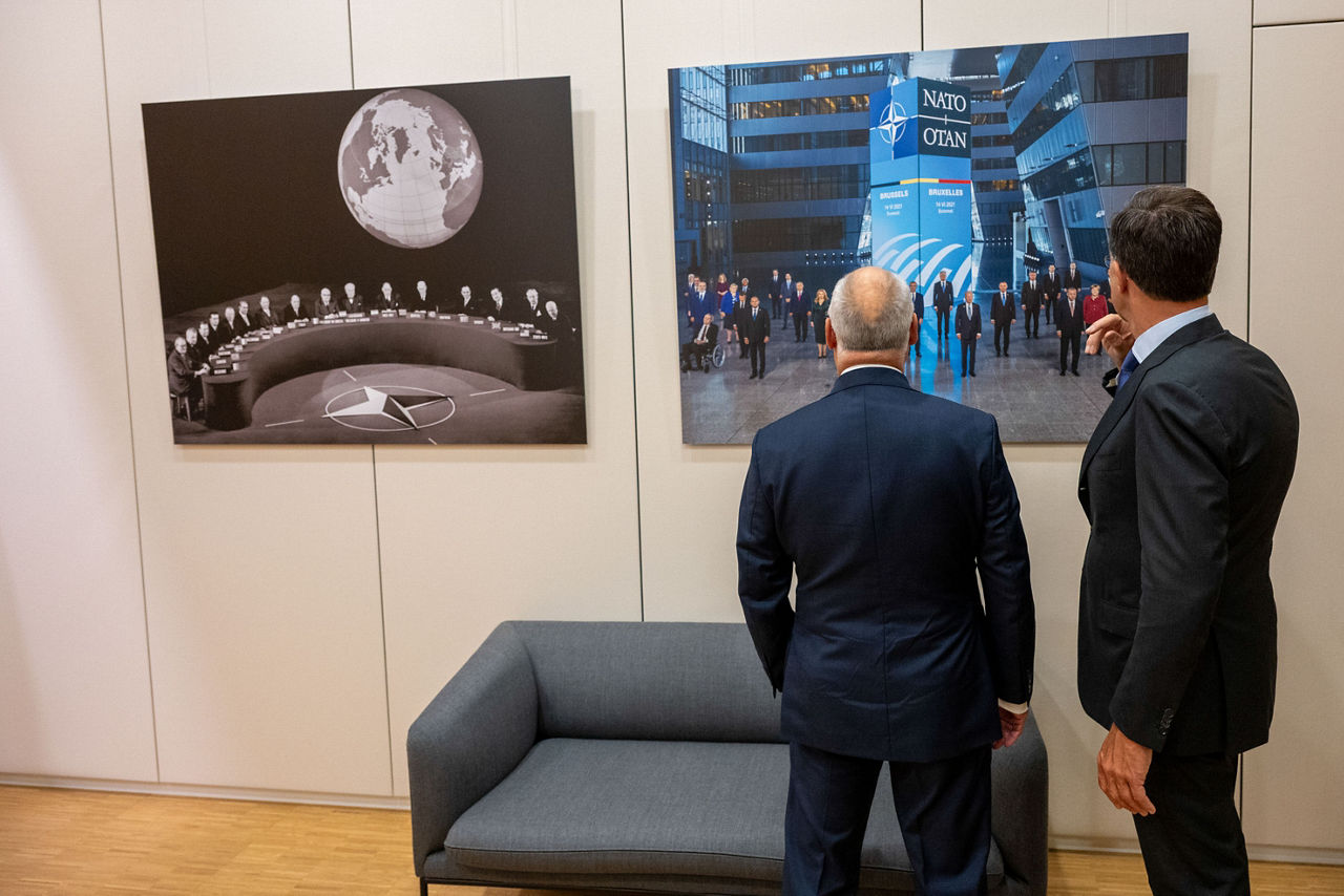 NATO Secretary General Mark Rutte meets with Alar Karis, President of Estonia at NATO Headquarters in Brussels, Belgium
