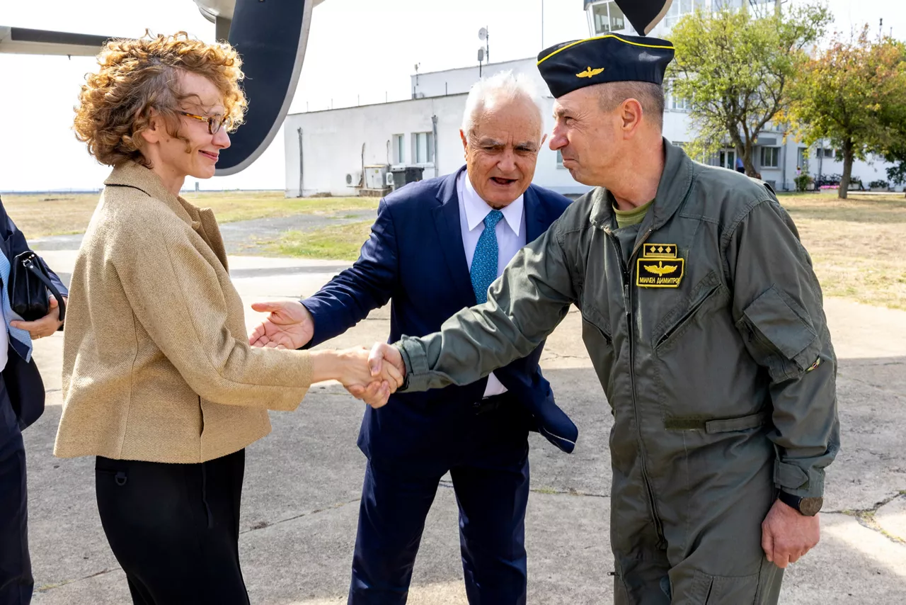 NATO Deputy Secretary General Radmilla Shekerinska arrives at Bezmer Airbase