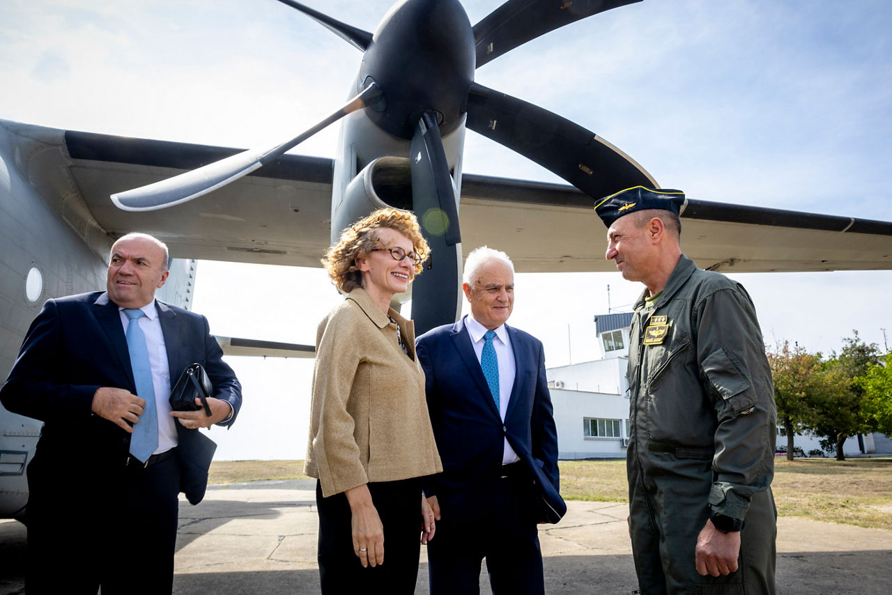 NATO Deputy Secretary General Radmilla Shekerinska arrives at Bezmer Airbase