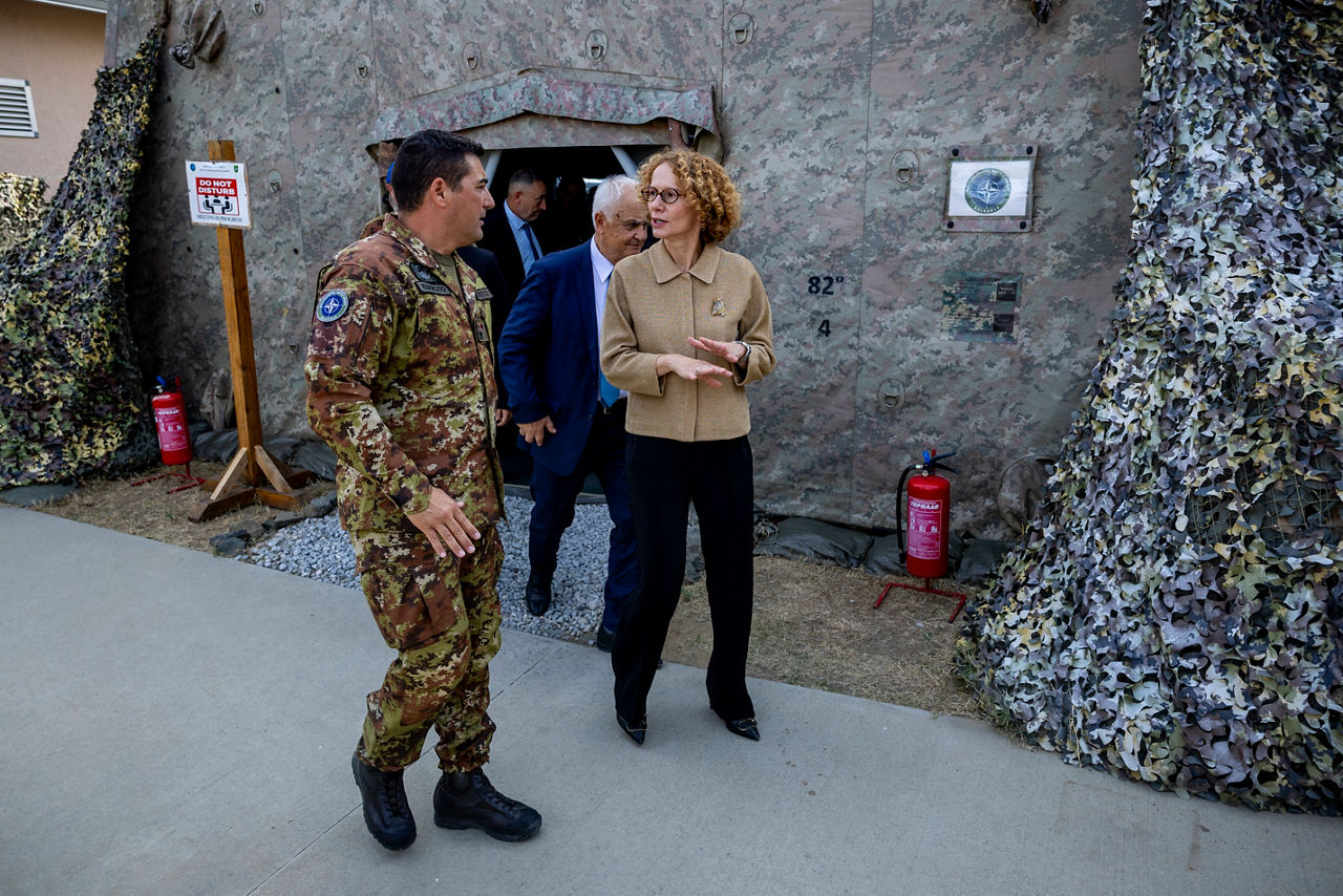 NATO Deputy Secretary General Radmilla Shekerinska visits Novo Selo Training Area Multinational Battle Group and meets with the troops