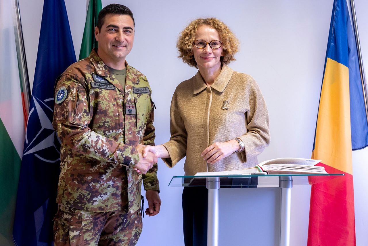 NATO Deputy Secretary General Radmilla Shekerinska visits Novo Selo Training Area Multinational Battle Group and meets with the troops