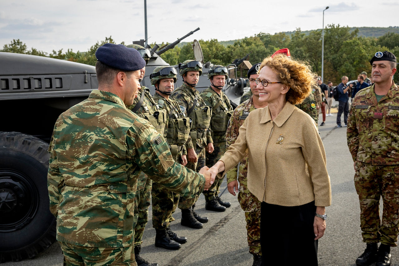 NATO Deputy Secretary General Radmilla Shekerinska visits Novo Selo Training Area Multinational Battle Group and meets with the troops