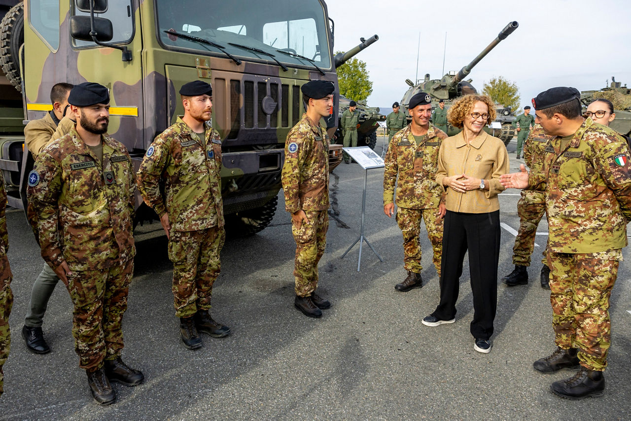 NATO Deputy Secretary General Radmilla Shekerinska visits Novo Selo Training Area Multinational Battle Group and meets with the troops