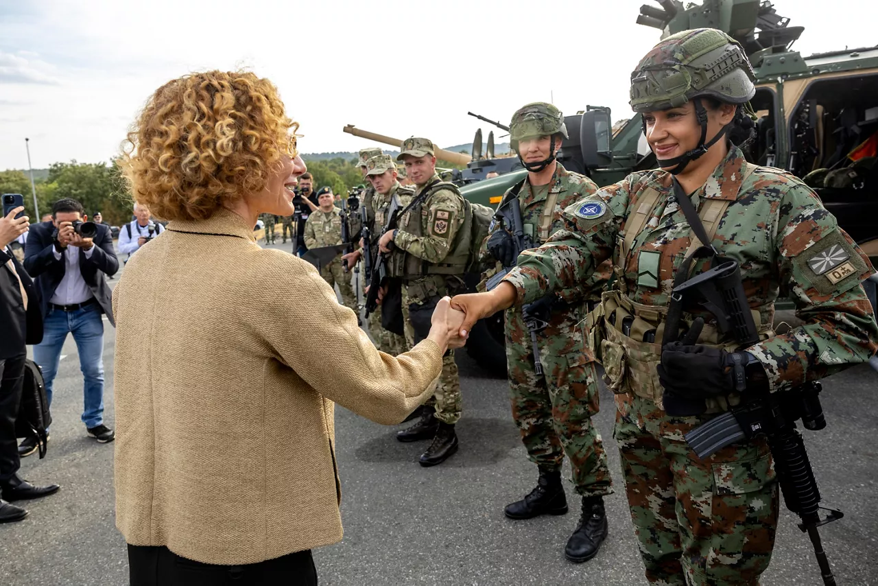 NATO Deputy Secretary General Radmilla Shekerinska visits Novo Selo Training Area Multinational Battle Group and meets with the troops