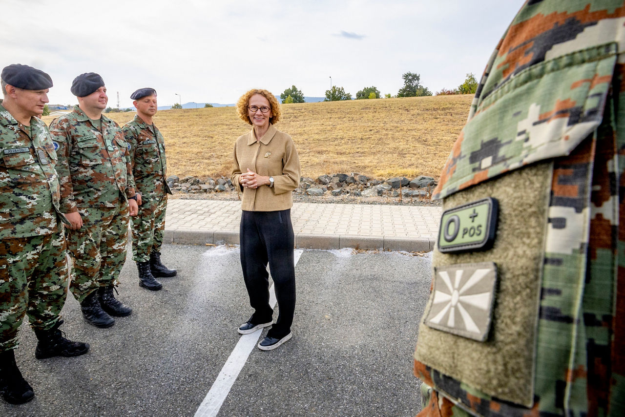NATO Deputy Secretary General Radmilla Shekerinska visits Novo Selo Training Area Multinational Battle Group and meets with the troops