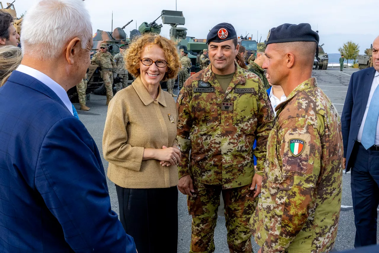 NATO Deputy Secretary General Radmilla Shekerinska visits Novo Selo Training Area Multinational Battle Group and meets with the troops