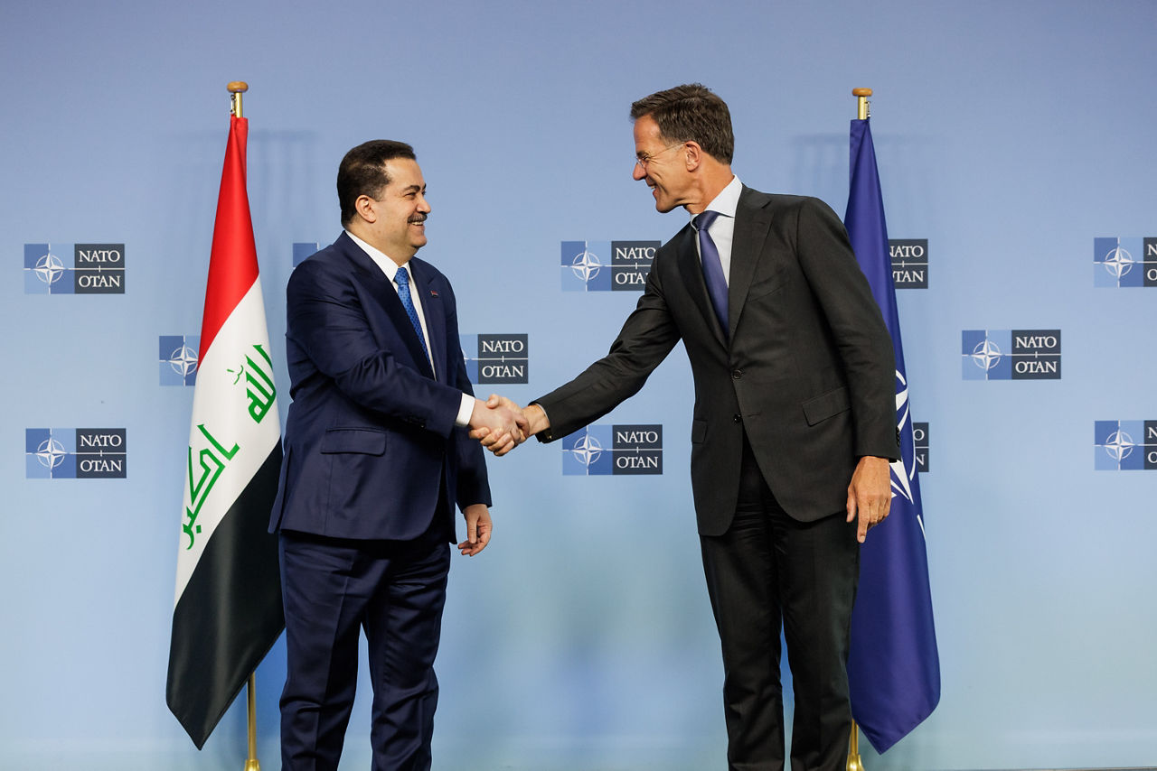 The Prime Minister of Iraq, Mohammed Shia' al-Sudani visits NATO and meets with NATO Secretary General Mark Rutte