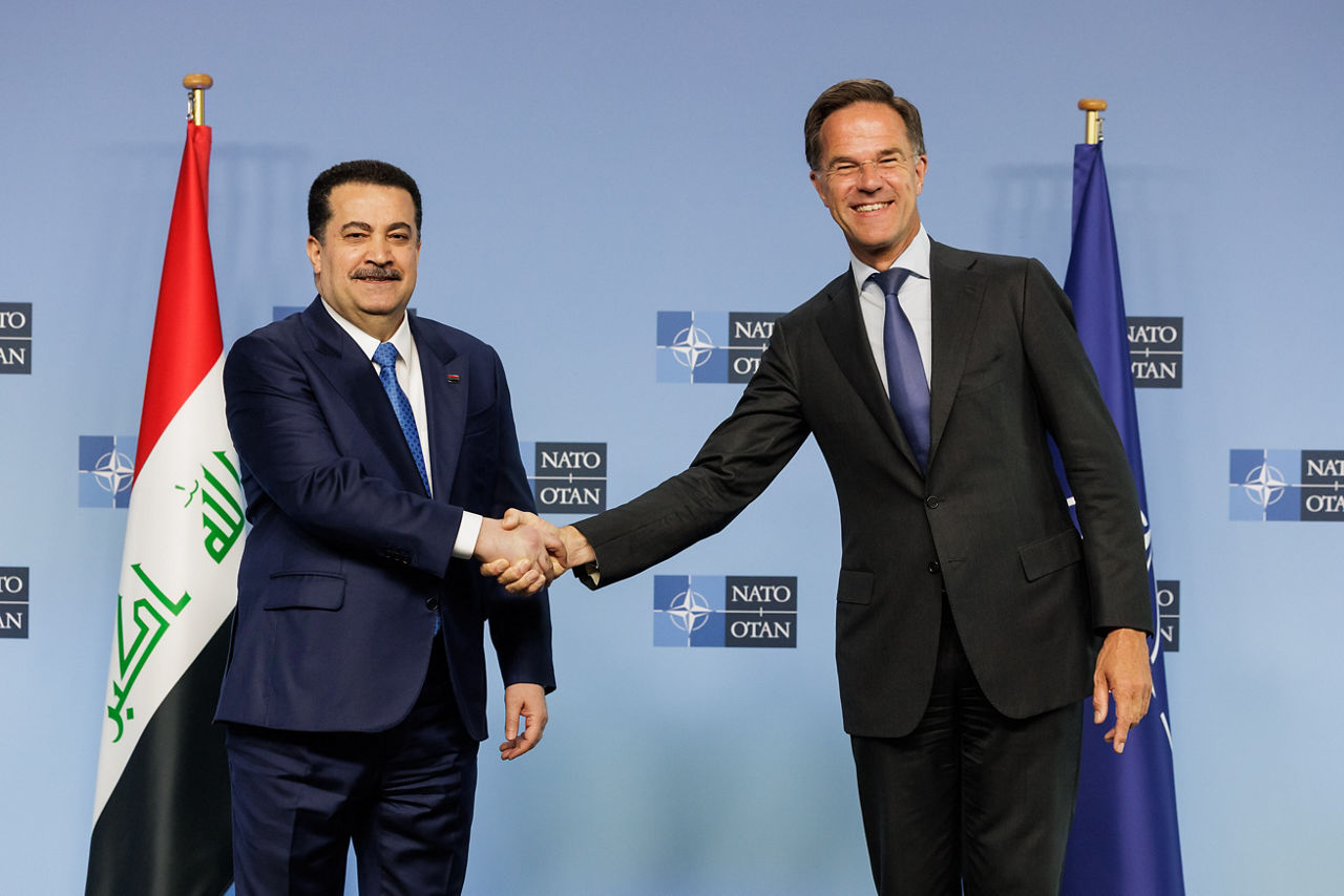 The Prime Minister of Iraq, Mohammed Shia' al-Sudani visits NATO and meets with NATO Secretary General Mark Rutte