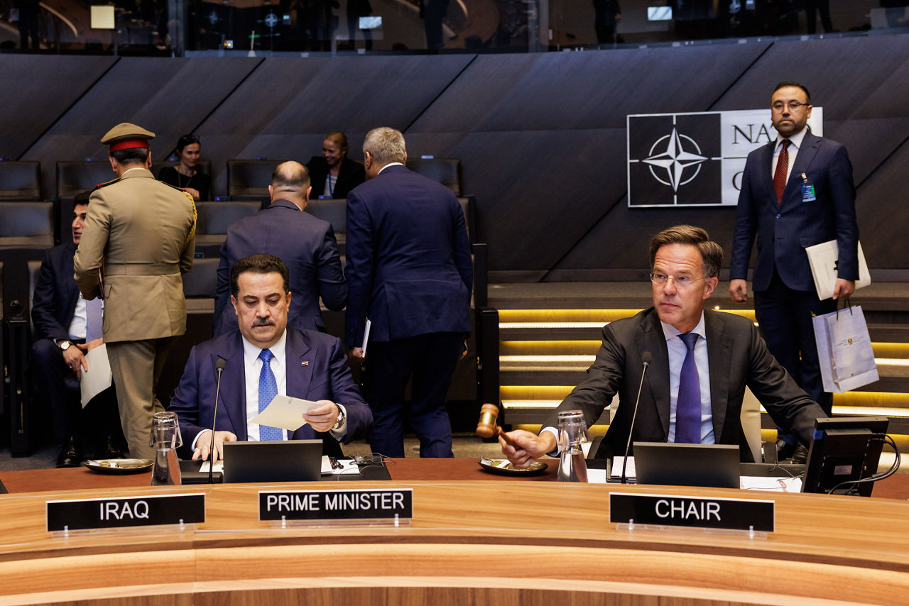 The Prime Minister of Iraq, Mohammed Shia' al-Sudani visits NATO and meets with NATO Secretary General Mark Rutte