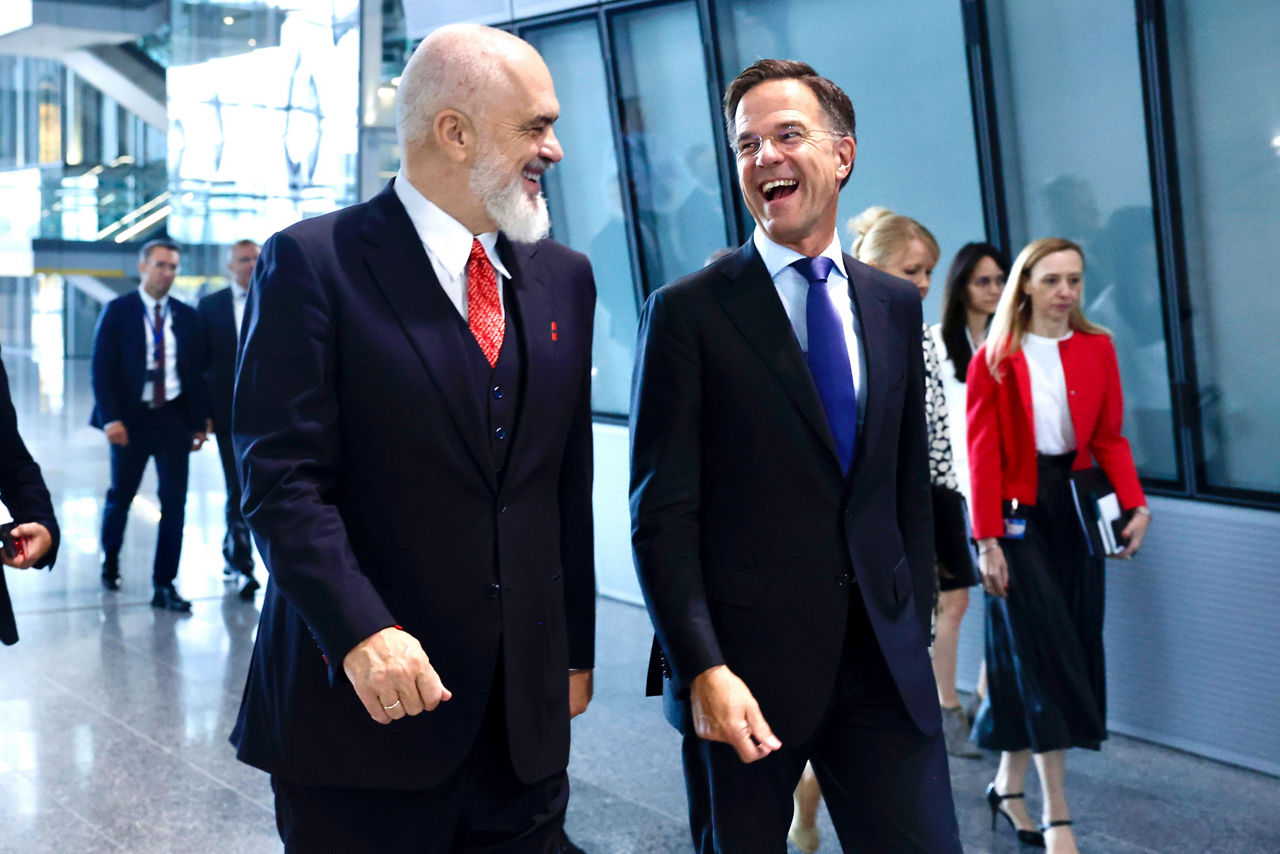 NATO Secretary General Mark Rutte receives Edi Rama, Prime Minister of Albania at NATO Headquarters