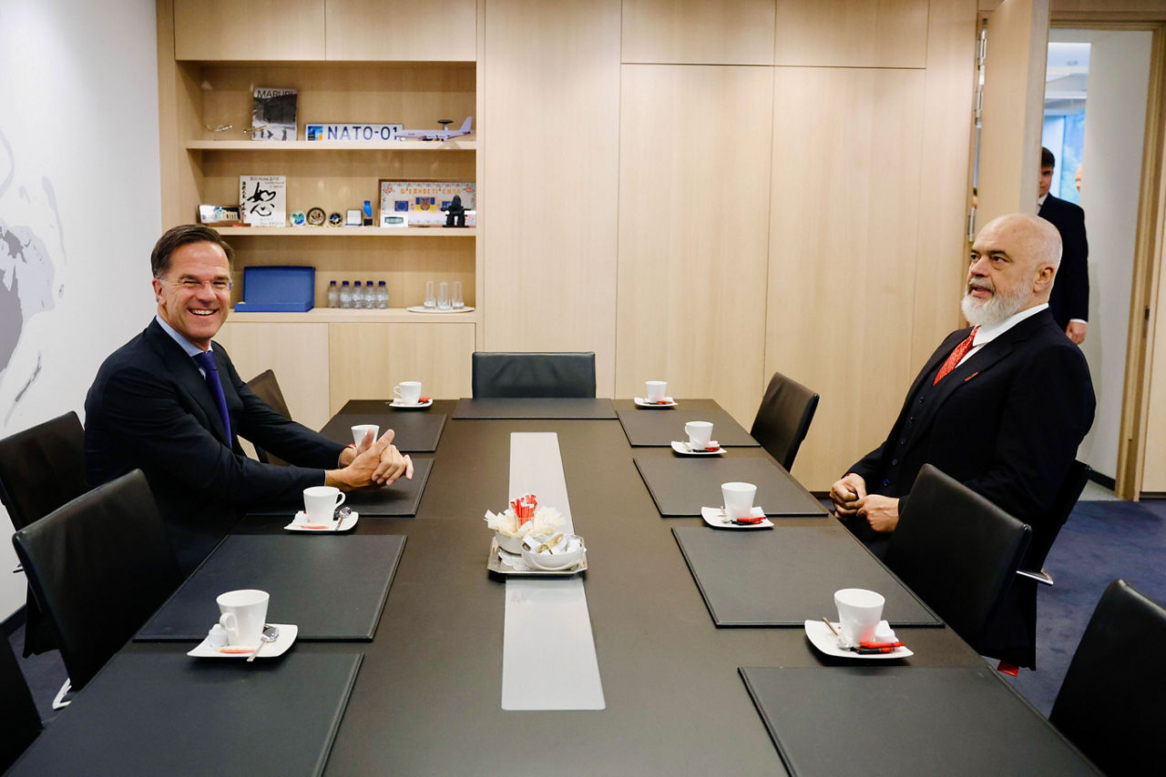NATO Secretary General Mark Rutte receives Edi Rama, Prime Minister of Albania at NATO Headquarters