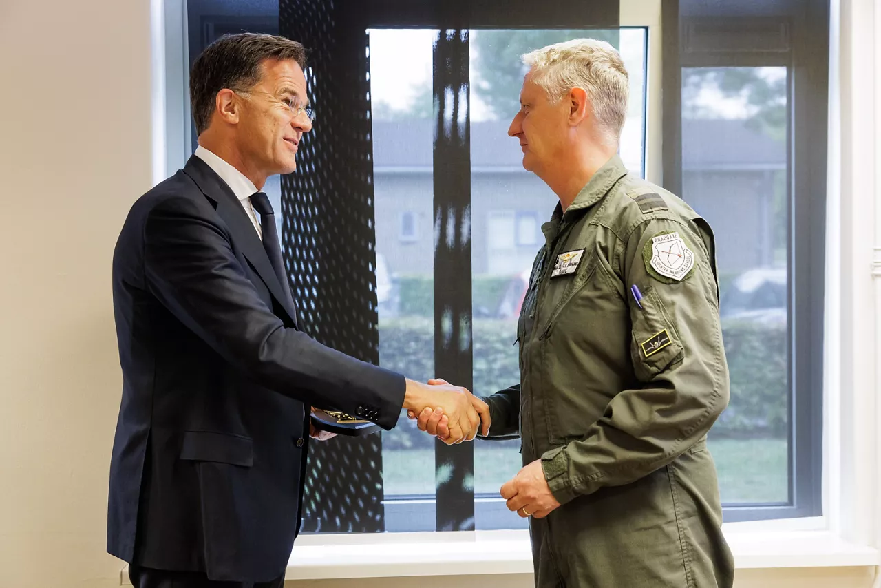 NATO Secretary General Mark Rutte and the Commandander Air Combat Command (ACC), commodore Marcel van Egmond