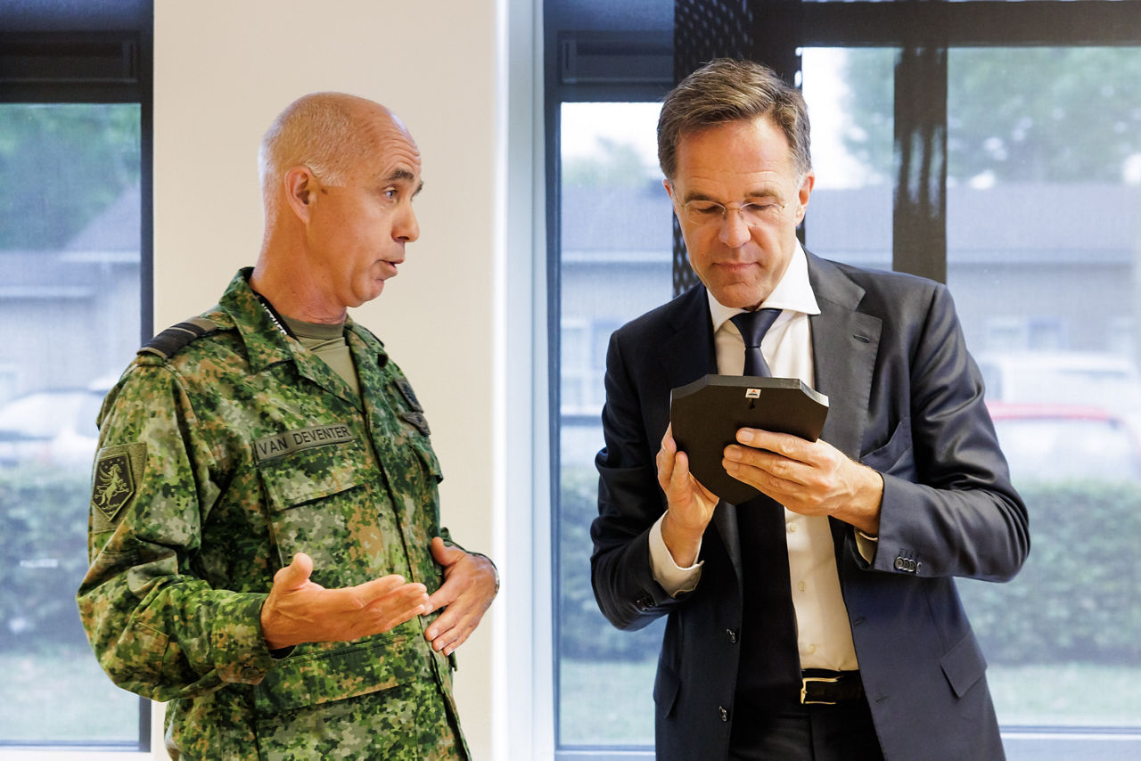 NATO Secretary General Mark Rutte with the Commander of the Netherlands Joint Force Command, Johan Van Deventer