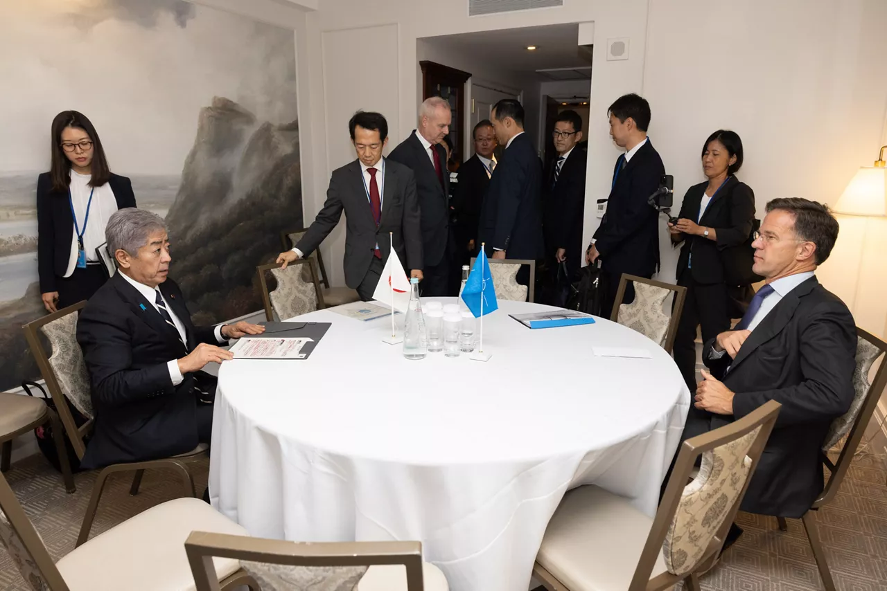 NATO Secretary General Mark Rutte meets with Iwaya Takeshi, Minister for Foreign Affairs of Japan